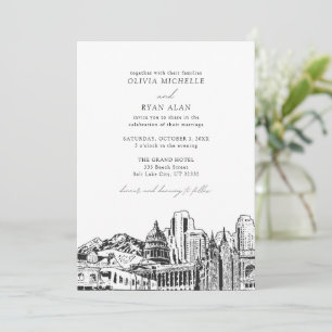 Modern Salt Lake City Black & White Wedding Invitation