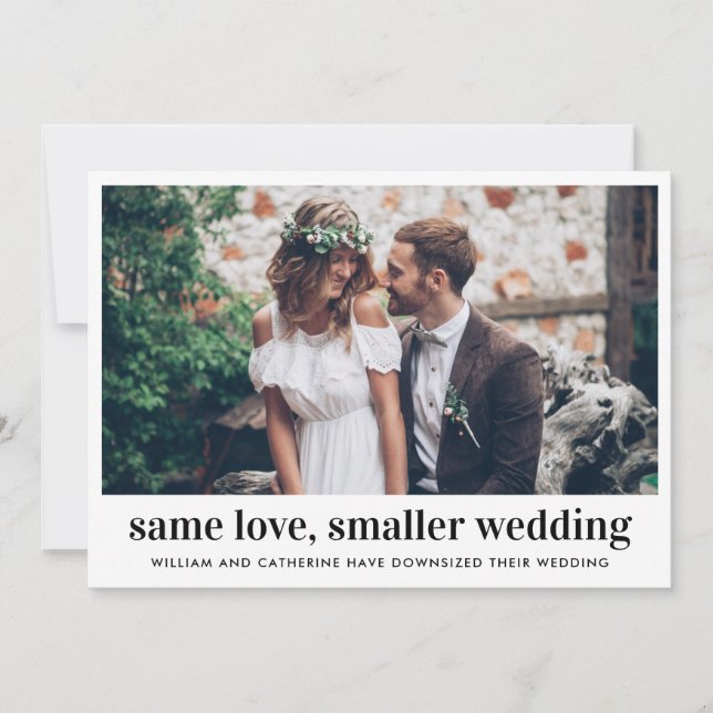 Modern Same Love Smaller Wedding Downsized Photo Announcement (Front)