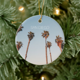 Modern San Diego Tall Palm Trees Custom Souvenir Ceramic Tree Decoration
