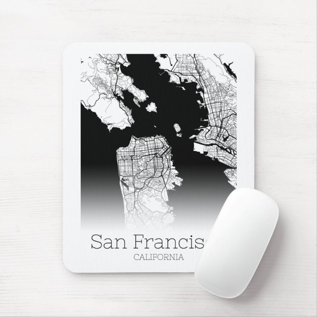 Modern San Francisco City Map Mouse Mat (With Mouse)