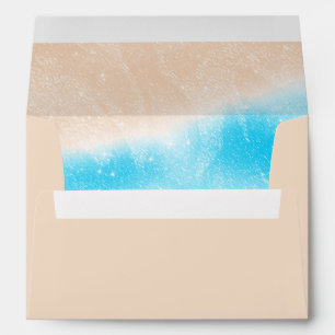 Modern Sandy Beach Waves Wedding Envelope