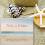 Modern  Sandy Beach Wedding Invitation Postcard<br><div class="desc">A simple beach themed wedding invitation that is casual yet stylish. The warm sandy beach and turquoise water are the perfect background for your invitations. To personalise add your first names,  and wedding details. 

The back has been left blank for you to add a personal message.</div>