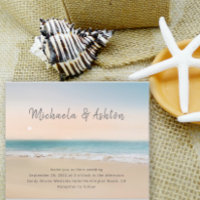 Modern  Sandy Beach Wedding Invitation Postcard