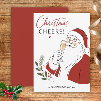Modern Santa Christmas Cheers Christmas Card