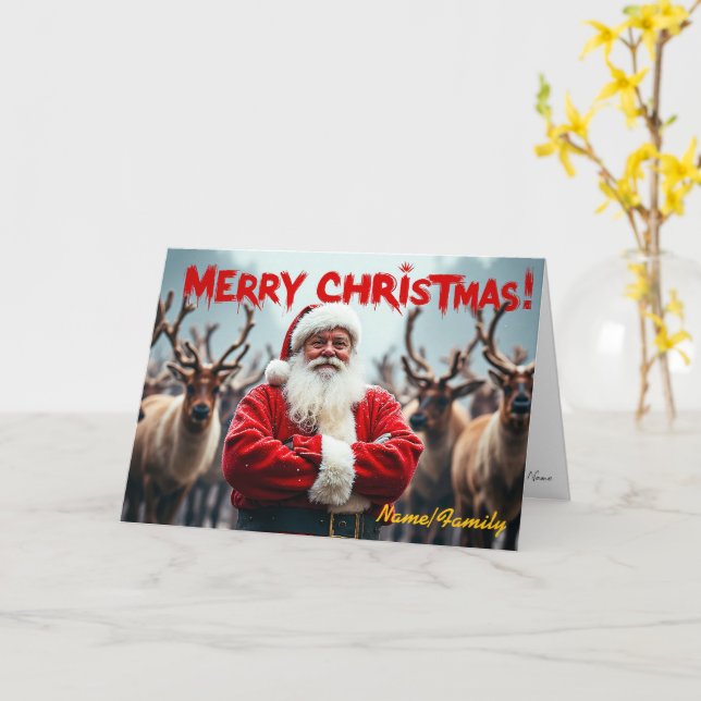 Modern Santa Claus Card (Yellow Flower)