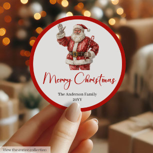 Modern Santa Claus Holiday Label Sticker Design