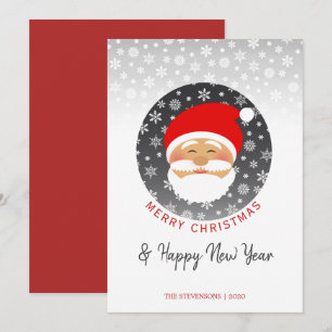 Modern Santa Claus Red Christmas Holiday Card