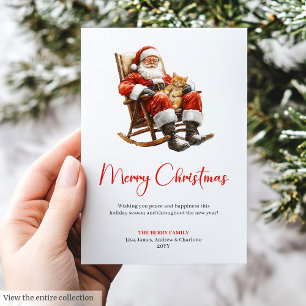 Modern Santa Claus Rustic Festive Holiday Greeting Card