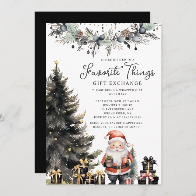 Modern Santa Favourite Things Invite (Front/Back)