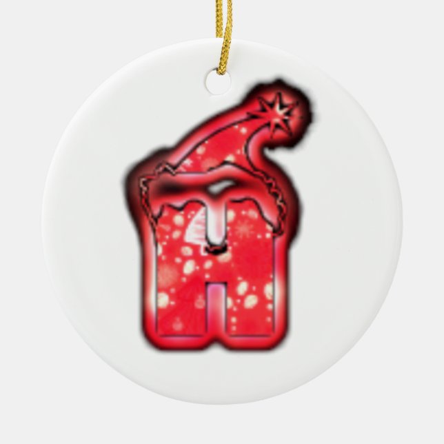 Modern Santa Hat Collection. Ceramic Tree Decoration (Front)