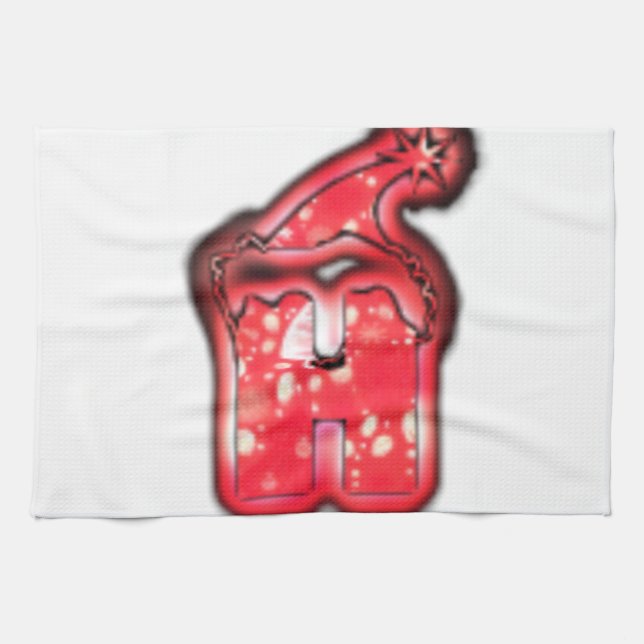 Modern Santa Hat Collection. Tea Towel (Horizontal)