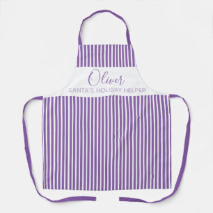Modern Santa Holiday Helper Purple Striped Apron