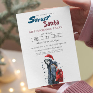 Modern Santa in Disguise I Secret Santa Party Invitation