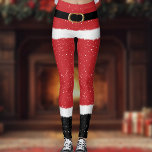 Modern Santa Mrs Claus Costume Cute Fun Christmas Leggings<br><div class="desc">These cute Christmas leggings are the perfect Santa costume for Christmas morning or holiday parties. Be the coolest holiday Mrs Claus in this fun and modern design with snow flurries and a fake gold belt!</div>