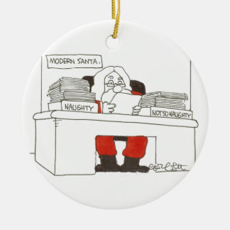 Modern Santa- Naughty..Not So Naughty Ceramic Tree Decoration