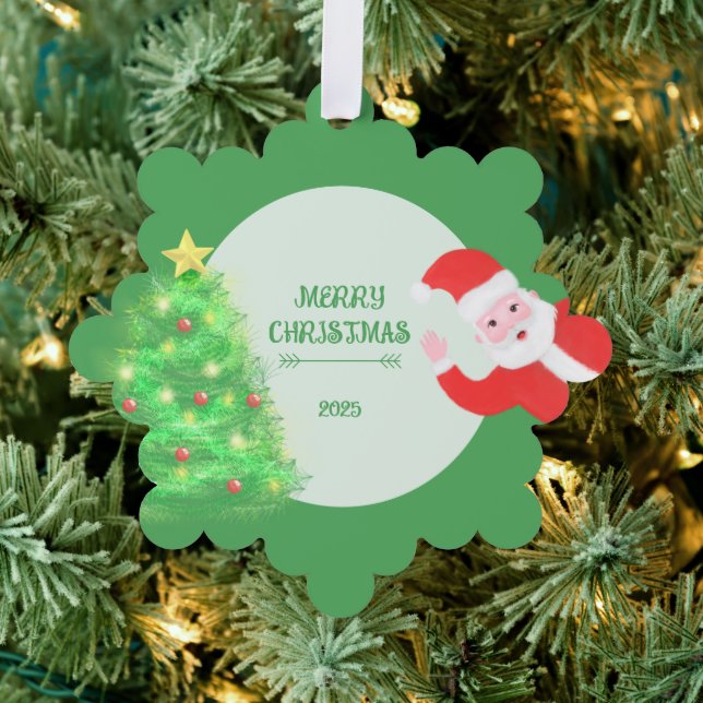 modern santa pine tree christmas green background tree decoration card (Insitu (Tree))
