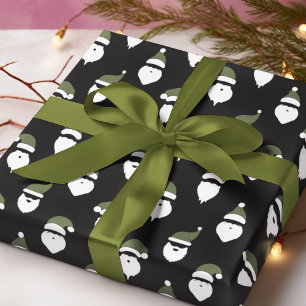 Modern Santa Silhouette Black Christmas Wrapping Paper