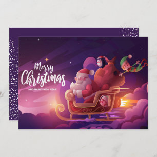 Modern Santa's Sleigh Christmas Holiday Card