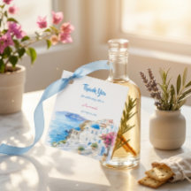 Modern Santorini Greece Bridal Shower Thank You