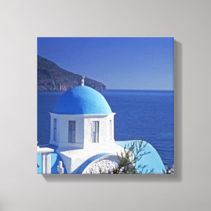 Modern Santorini Greece Stretched Canvas Print
