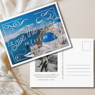 Modern Santorini Save the Date Postcard
