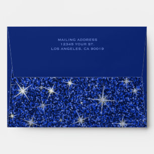 Modern Sapphire Glitz Glitter Wedding Envelope