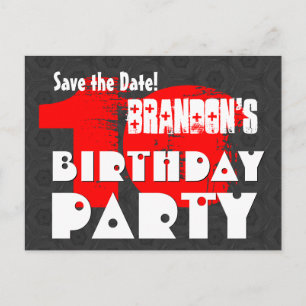 Modern Save the Date 10th Birthday Party W01F Announcement Postcard