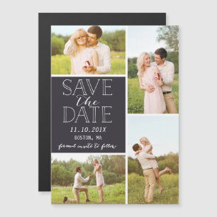 Modern Save The Date 4 Photo Classic Collage Magnetic Invitation