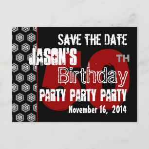 Modern Save the Date  50th Birthday Party R203 Announcement Postcard