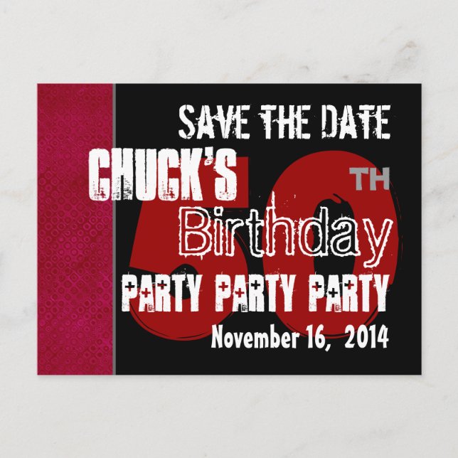 Modern Save the Date 50th Birthday Party R203C Announcement Postcard (Front)