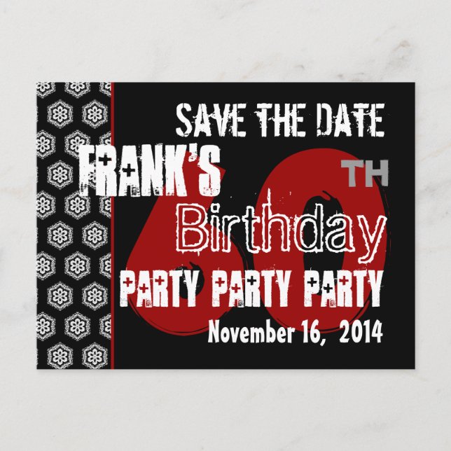 Modern Save the Date  60th Birthday Party R200 Announcement Postcard (Front)