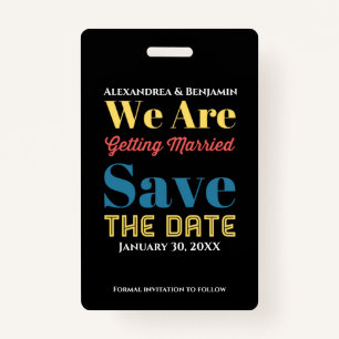 Modern Save The Date Announcement Card ID Badge