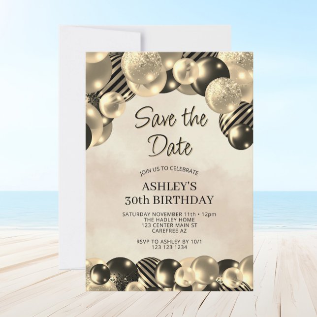 Modern Save the Date Balloons 30th Birthday Invitation (Creator Uploaded)