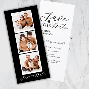 Modern Save The Date Black Collage Photo Strip