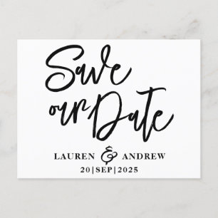 Modern Save the Date Black & White Postcard