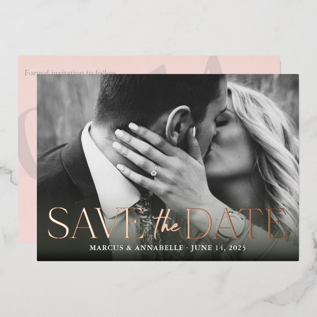 Modern Save The Date Blush / Rose Gold (Front/Back)