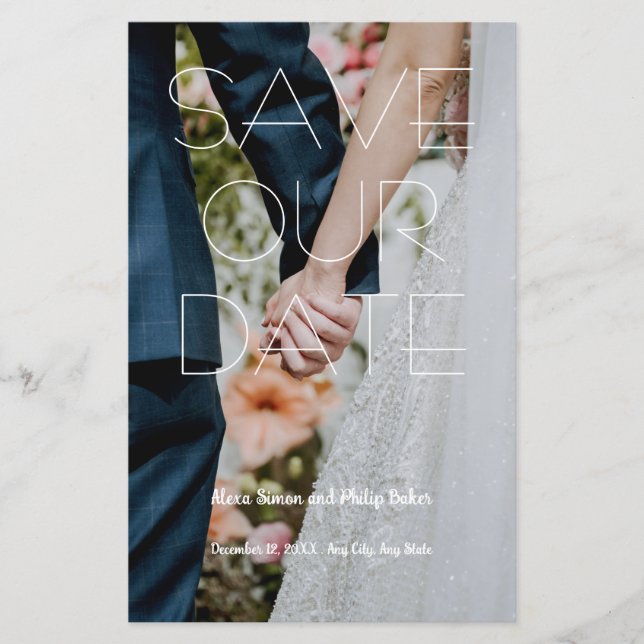 Modern Save the Date Custom photo wedding program (Front)