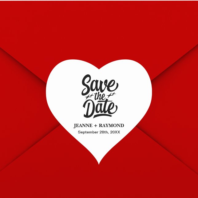 Modern Save The Date Custom Wedding Announcement Heart Sticker (Creator Uploaded)