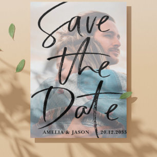 Modern Save the Date Elegant Script Photo Announcement Postcard
