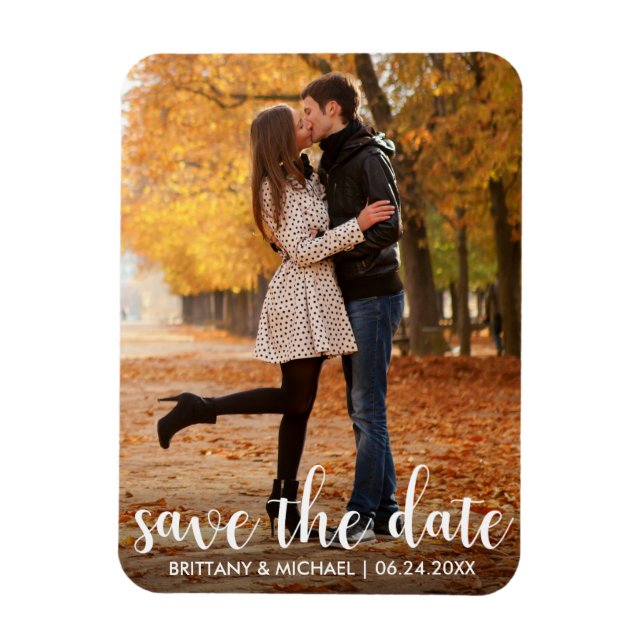 Modern Save The Date Engagement Couple Photo WL Magnet (Vertical)