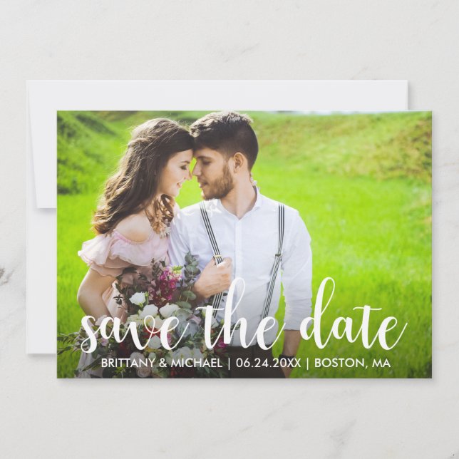 Modern Save The Date Engagement Couple Photo WS Invitation (Front)