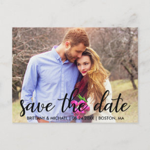 Modern Save The Date Engagement Photo Postcard