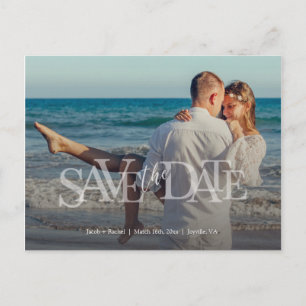 Modern Save the Date Full-photo Overlay Wedding Postcard