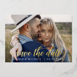 Modern Save the Date Gold Handwritten