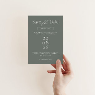 Modern Save the Date Invitation in Sage Green