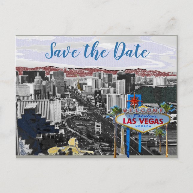 Modern Save the Date Las Vegas Wedding Announcement Postcard (Front)