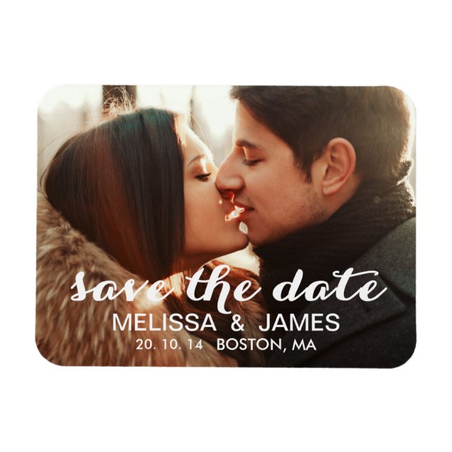 Modern Save the Date Magnet with Photo (Horizontal)