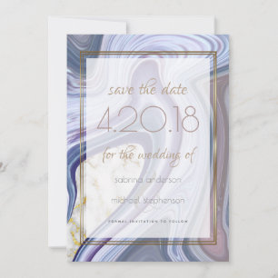 Modern Save the Date Marbleised Purple Rose Agate