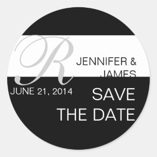 Modern Save the Date Monogram Wedding Stickers