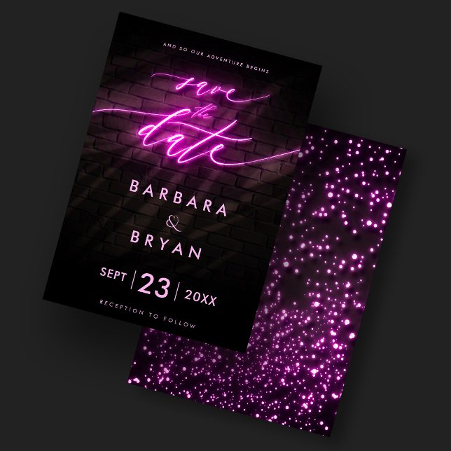 Modern Save The Date Neon Pink Wedding  Invitation (Modern Save The Date Neon Pink Wedding Invitation
)